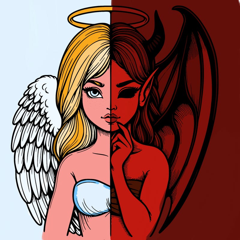 realistic angel half demon