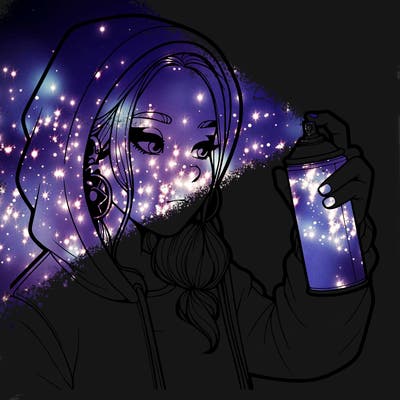 a realistic girl, spray painting