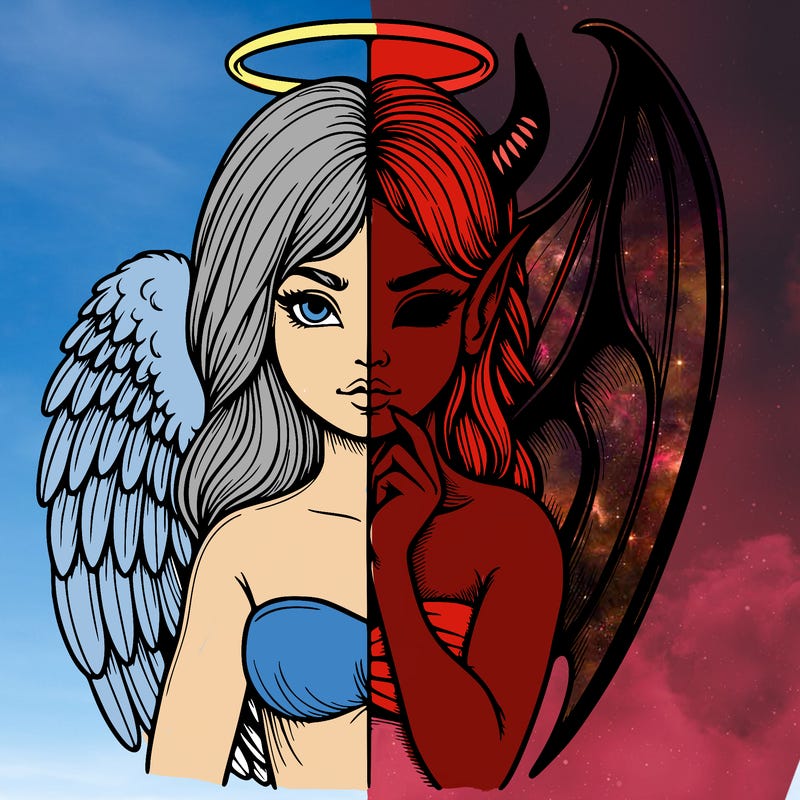 realistic angel half demon