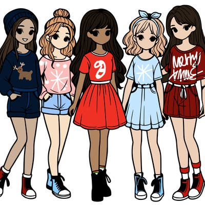 a group of five girls