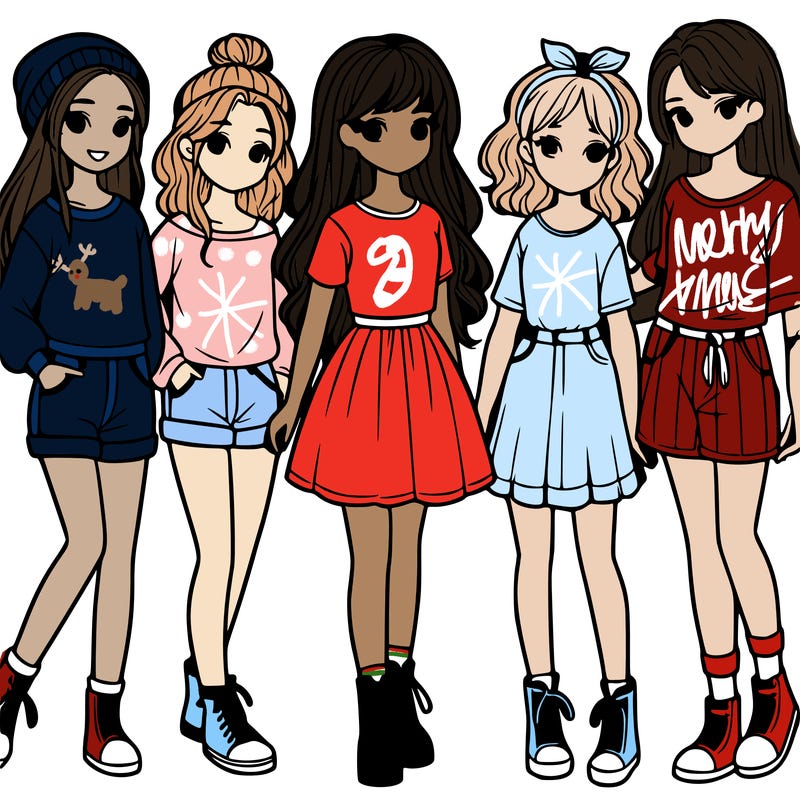 a group of five girls