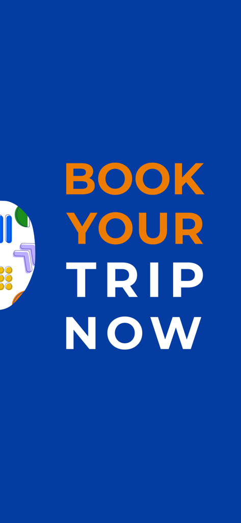 Petra Ride - Petra Ride app promotional screen with the text Book Your Trip Now on a blue background