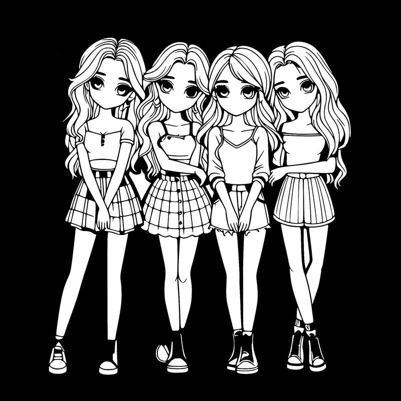 a group of girls realistic