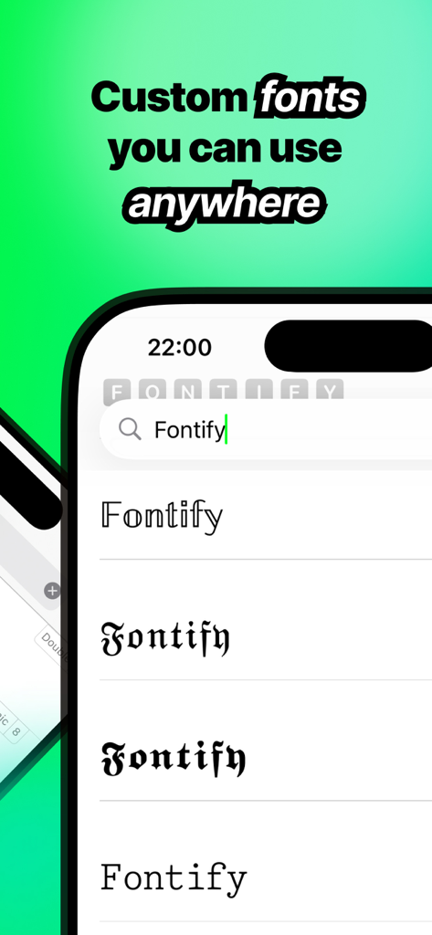 Fontify - Fonts for iPhones - Fontify app interface displaying various stylish and custom font styles for iPhone users.