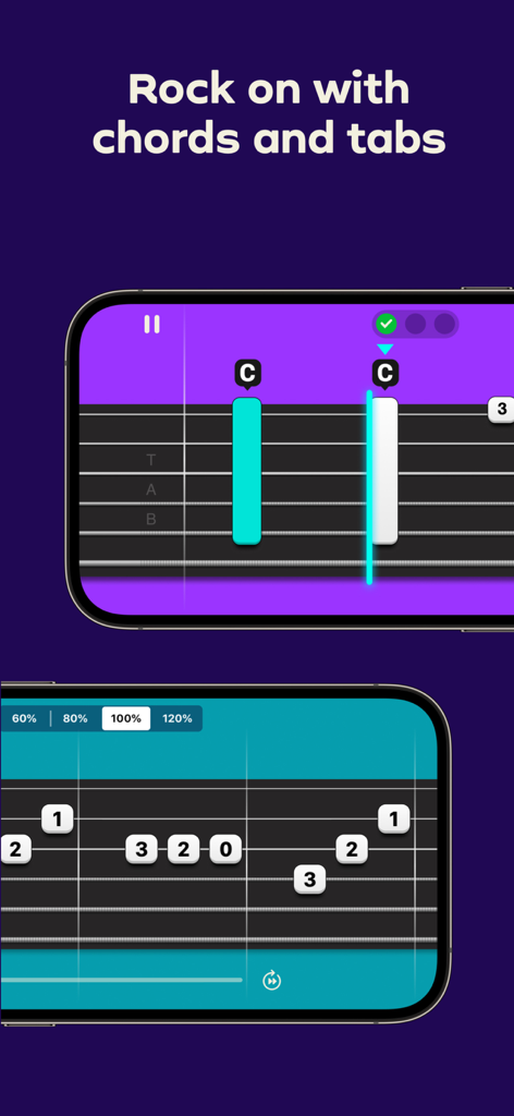 Simply Guitar - Learn Guitar - Simply Guitar app interface displaying chords and tabs on a smartphone