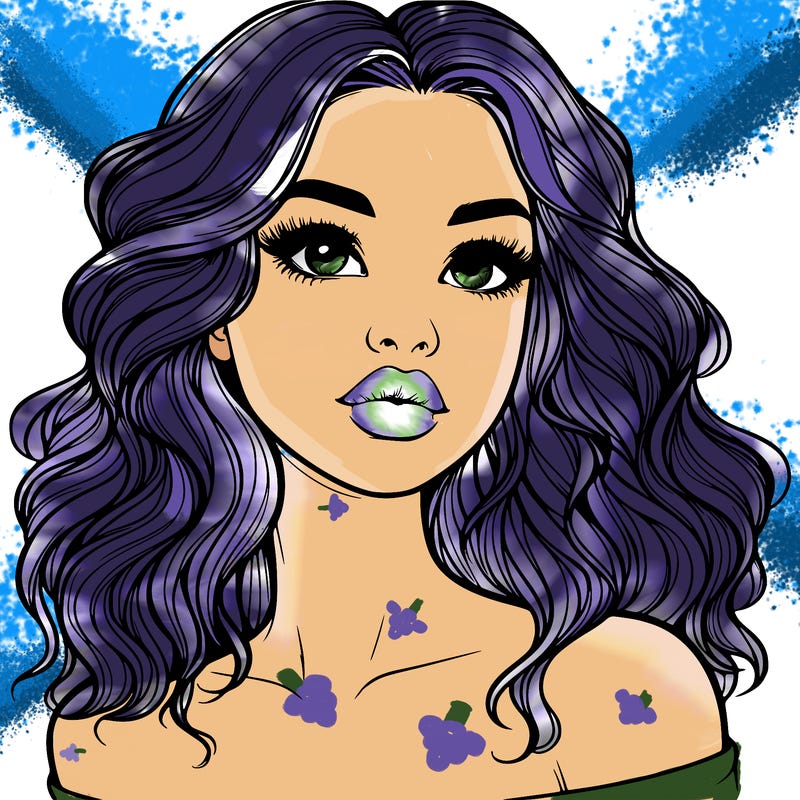 realistic girl with wavy hair and lips