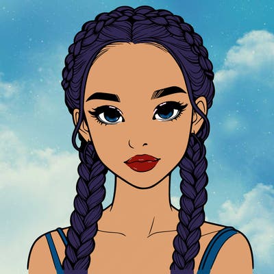 realistic girl with braids