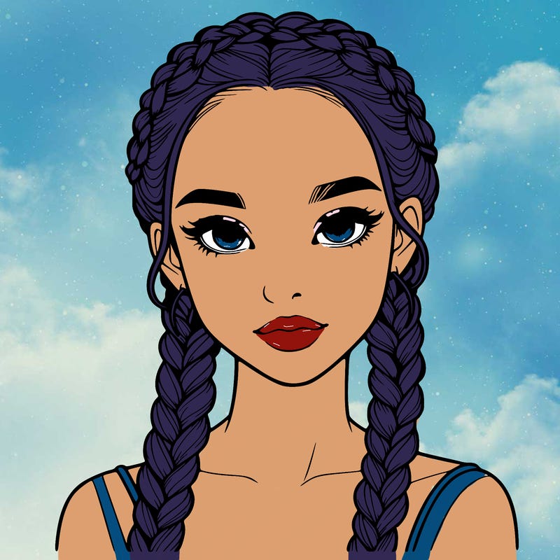 realistic girl with braids