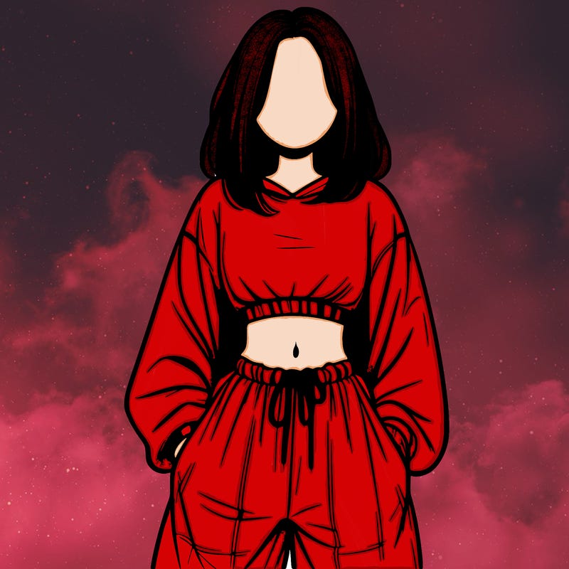 realistic girl faceless with baggy pants and a crop top