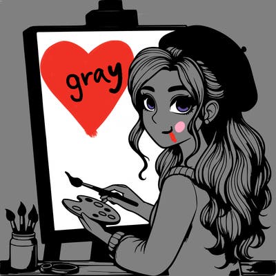 realistic girl artist painting a blank canvas