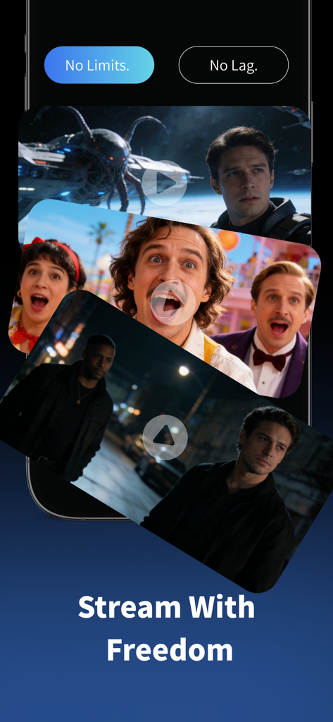 Outline VPN - Fast, Secure VPN - Outline VPN app screen highlighting lag free video streaming and content freedom