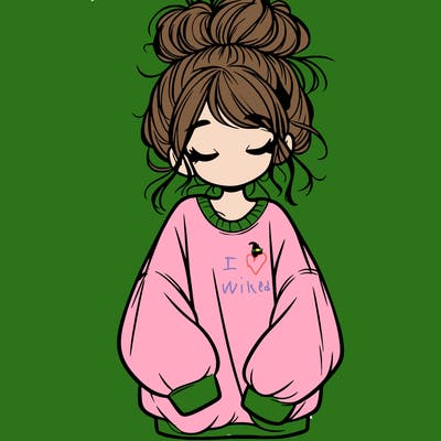 girl with baggy sweatshirt and messy bun