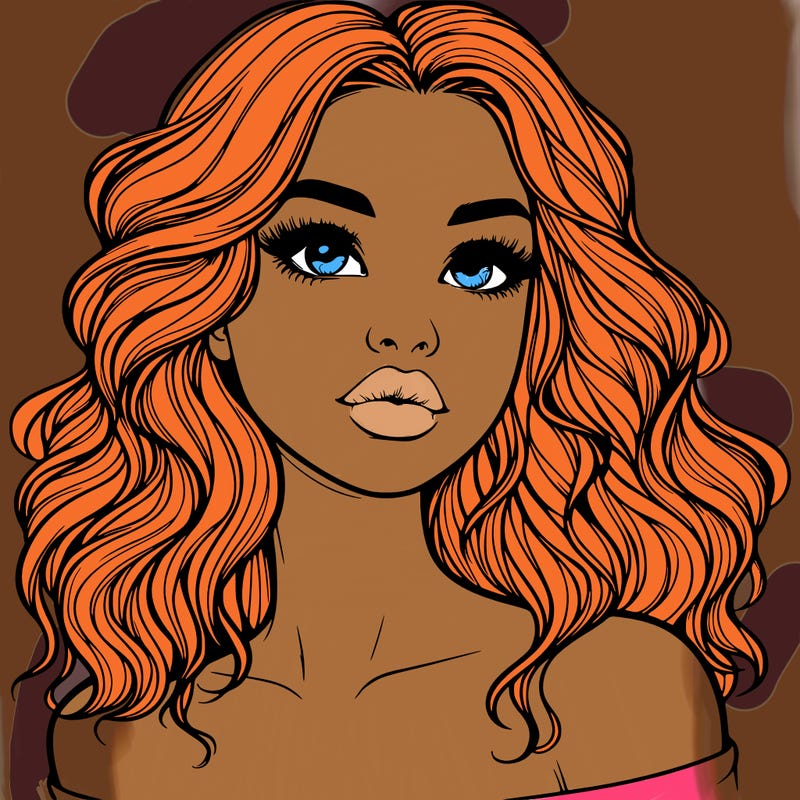 realistic girl with wavy hair and lips
