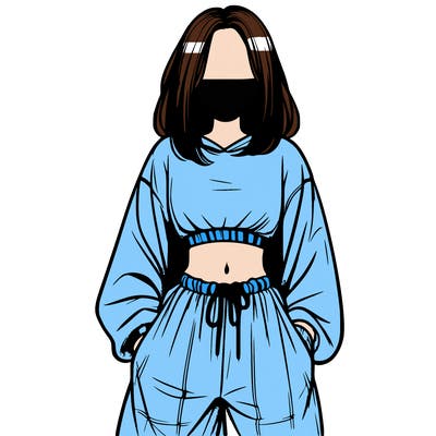 realistic girl faceless with baggy pants and a crop top