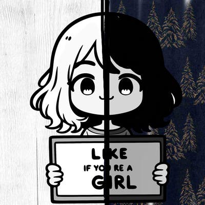 a cute girl holding a sign that says like if you’re a girl