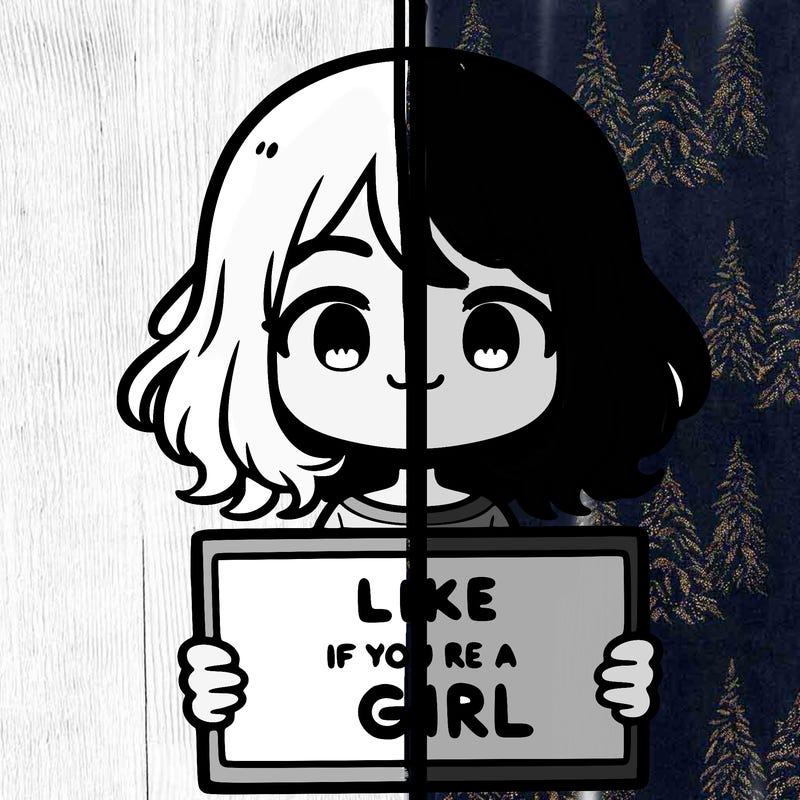 a cute girl holding a sign that says like if you’re a girl