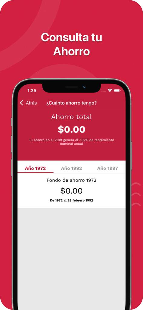 Mi Cuenta Infonavit Móvil - Pantalla de la aplicación Mi Cuenta Infonavit Movil mostrando el saldo total de ahorros