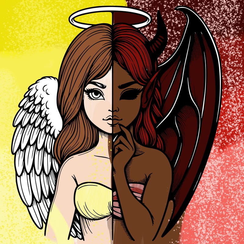 realistic angel half demon