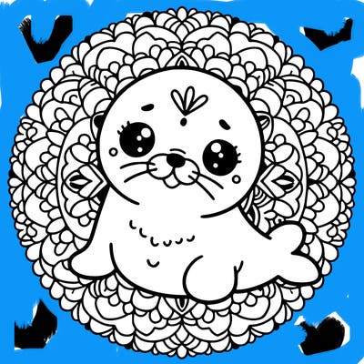 a cute baby seal mandala