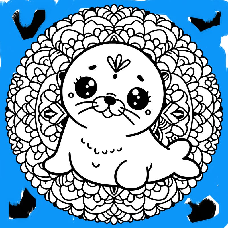 a cute baby seal mandala