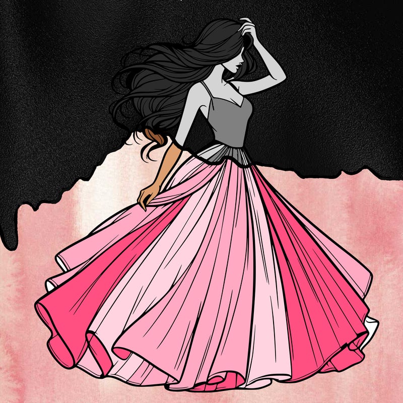 realistic woman with dress flowing in the wind