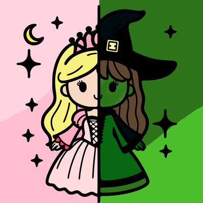 split princess and witch