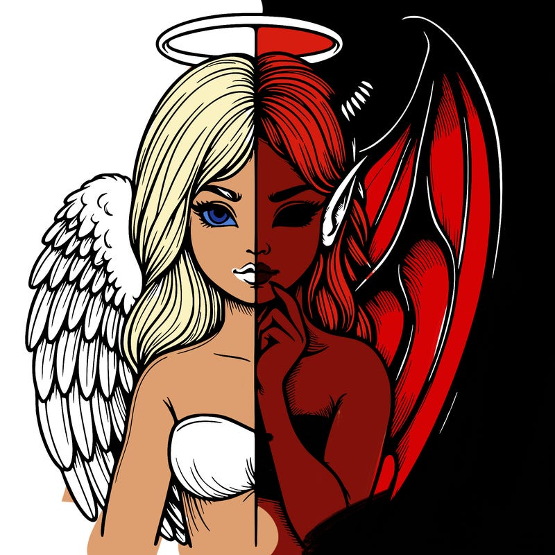 realistic angel half demon