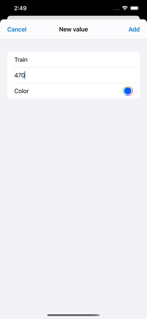 BarChart Maker - Interface for entering a new data value and choosing a color in BarChart Maker