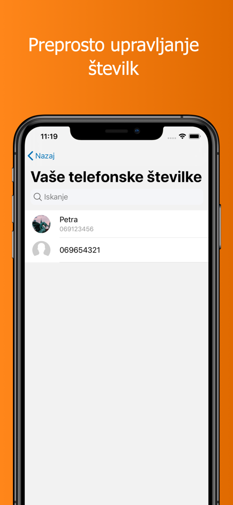 Moj HoT - Moj HoT mobile app interface for managing multiple phone numbers