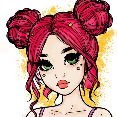 realistic girl with space buns