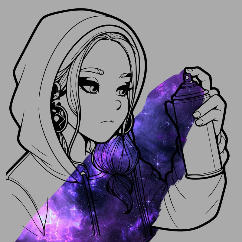 a realistic girl, spray painting