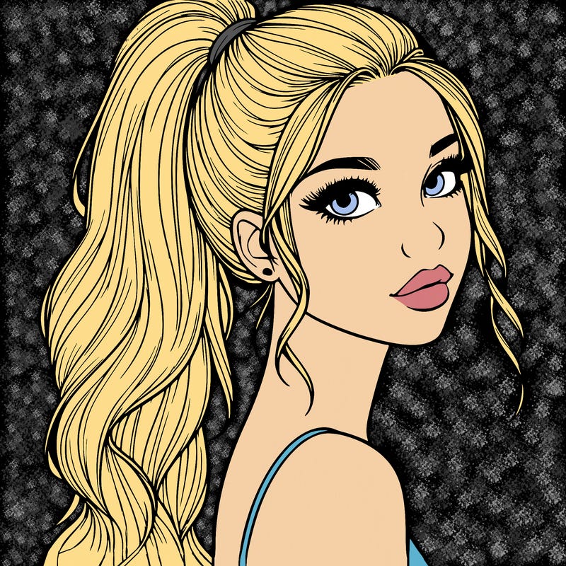 realistic pretty girl with high pony tail
