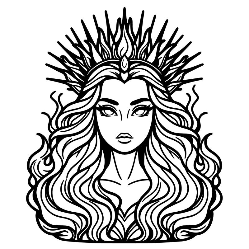 realistic beautiful queen of fire