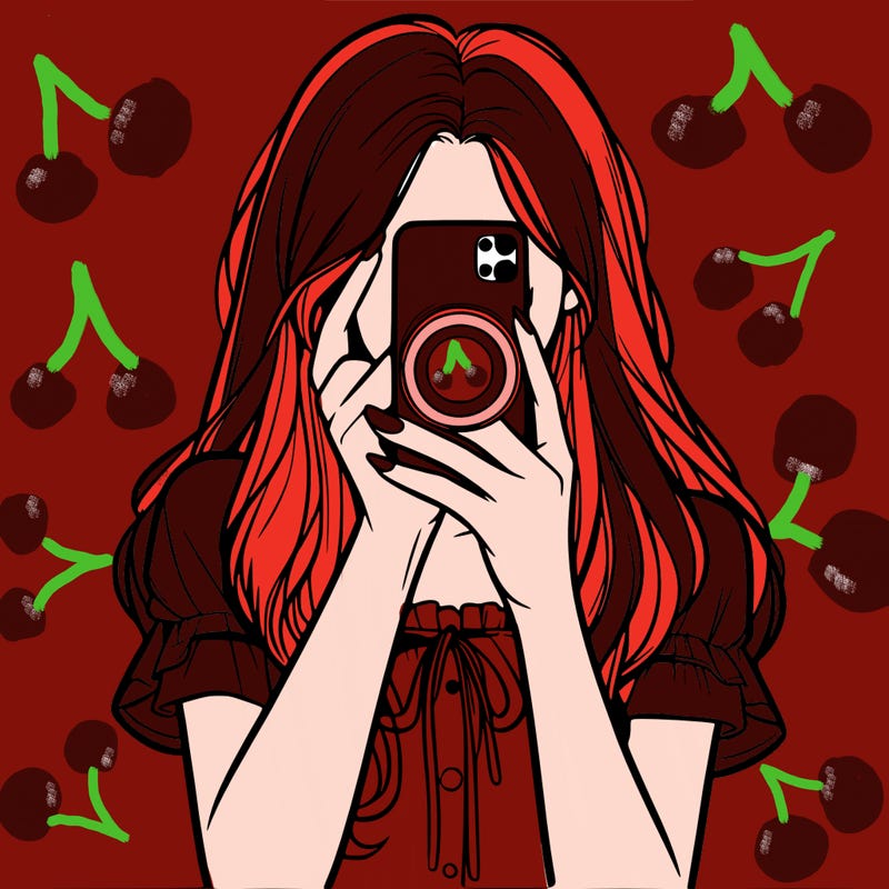 a realistic girl holding her phone taking pictures