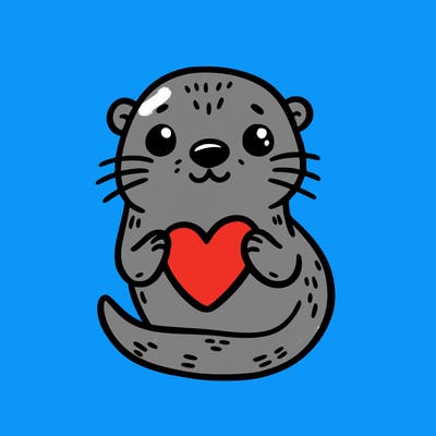otter with a heart
