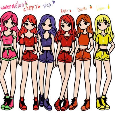 a group of girls wearing crop tops and shorts