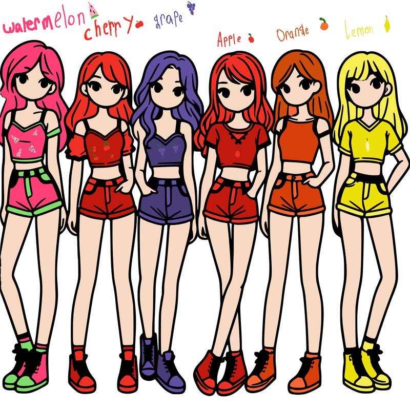 a group of girls wearing crop tops and shorts