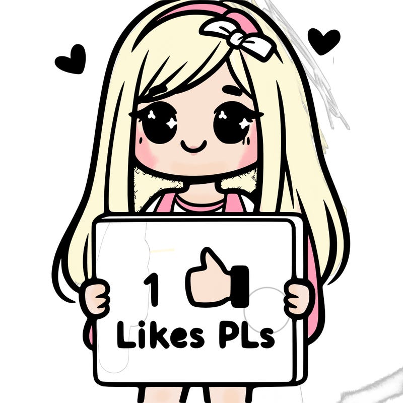 girl holding a sign saying 10 likes pls