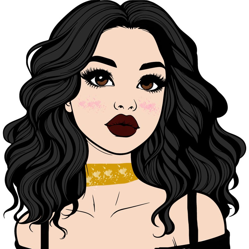 realistic girl with wavy hair and lips