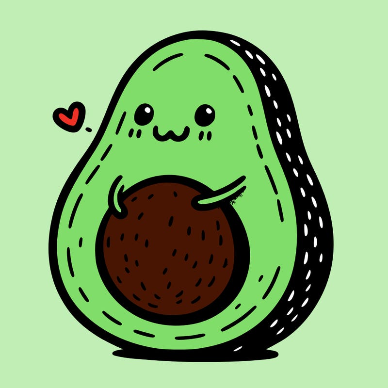 an avocado hugging an avocado