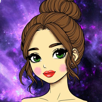 realistic pretty girl with hair in bun