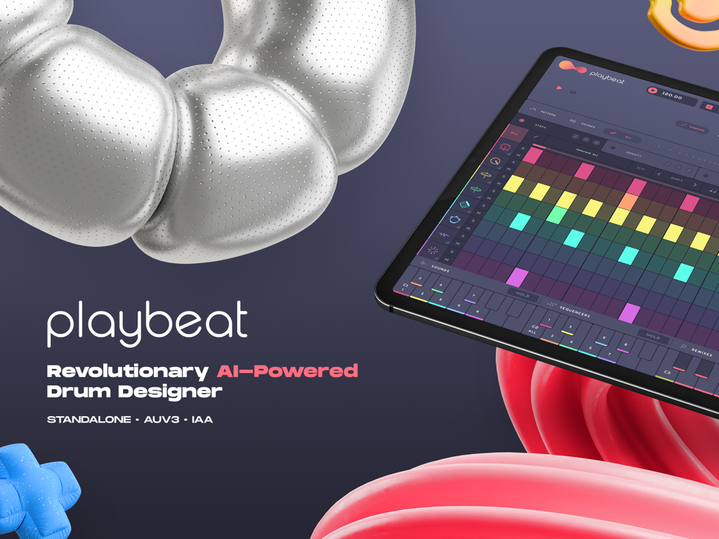 Interfaccia dell'app designer di batterie AI Playbeat 4 su un iPad