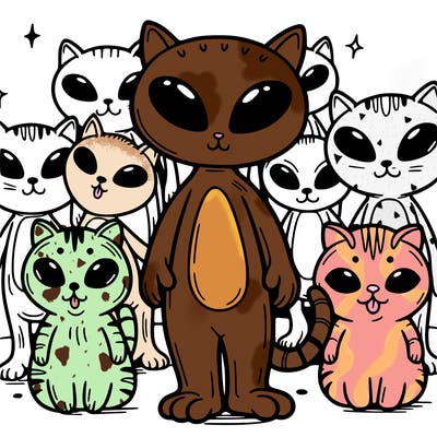 a group of alien cats