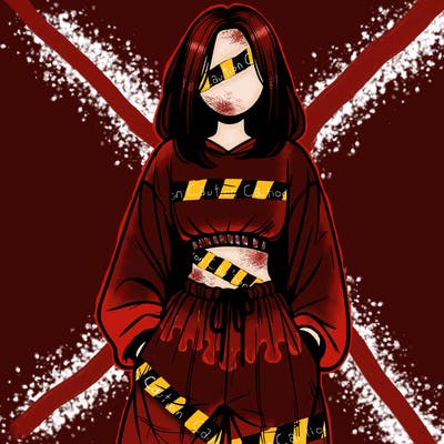 realistic girl faceless with baggy pants and a crop top