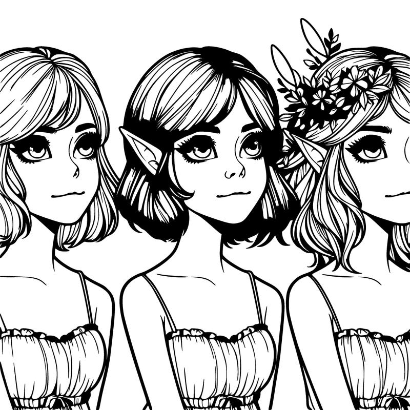 realistic fae girls with short hair