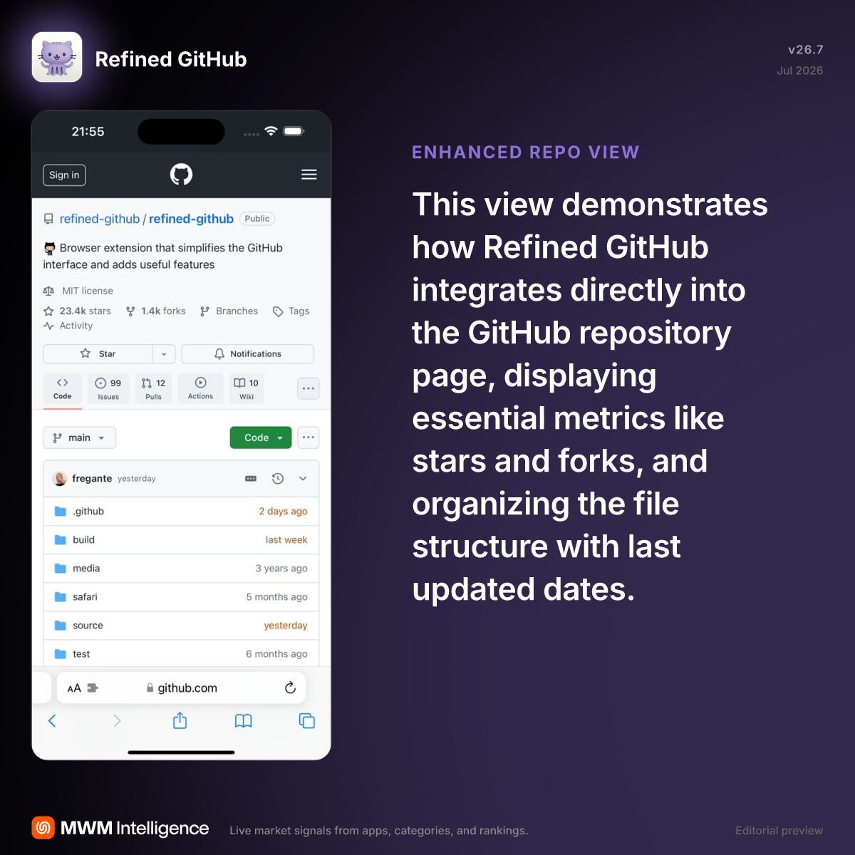 Refined GitHub - Developer Tools App | MWM