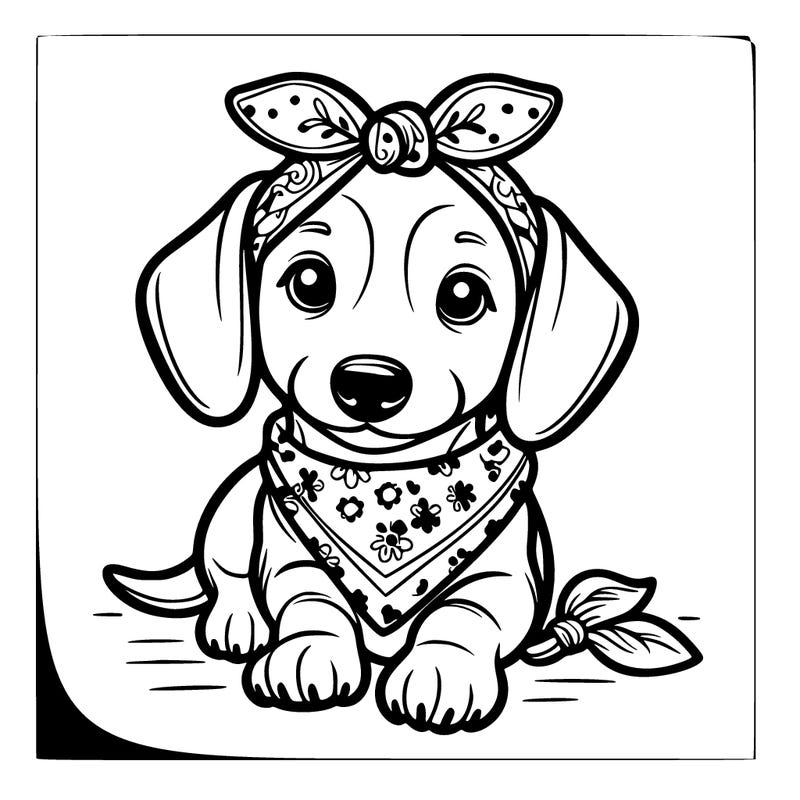 puppy mini dachshund wearing a bandana