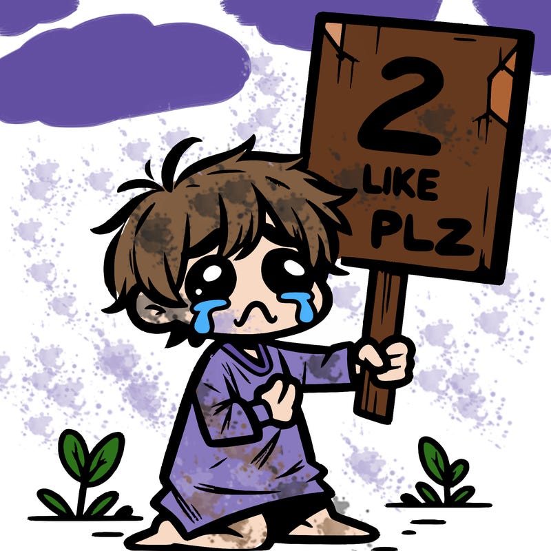 small poor toddler crying with sign that says 2 like plz