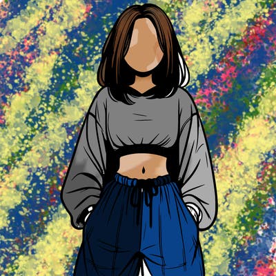 realistic girl faceless with baggy pants and a crop top