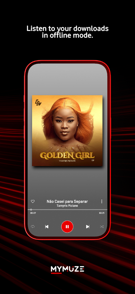 MyMuze (Music and Podcasts) - MyMuze music player interface showing offline listening feature